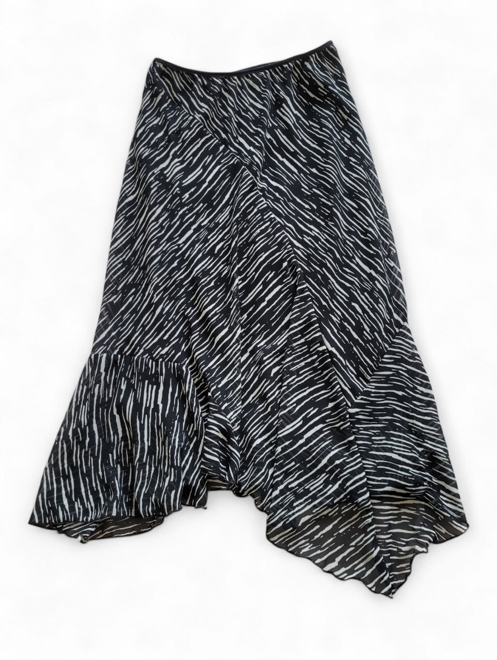 Vintage Jonathan Martin Y2K Hankie Hem Skirt Whimsigoth Zebra Black White M
